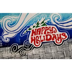 Happy Holidays Car 5"x7" Greeting Cards Set of 6 Acid Free Stock Art Print